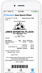3) Actual Receipt Data