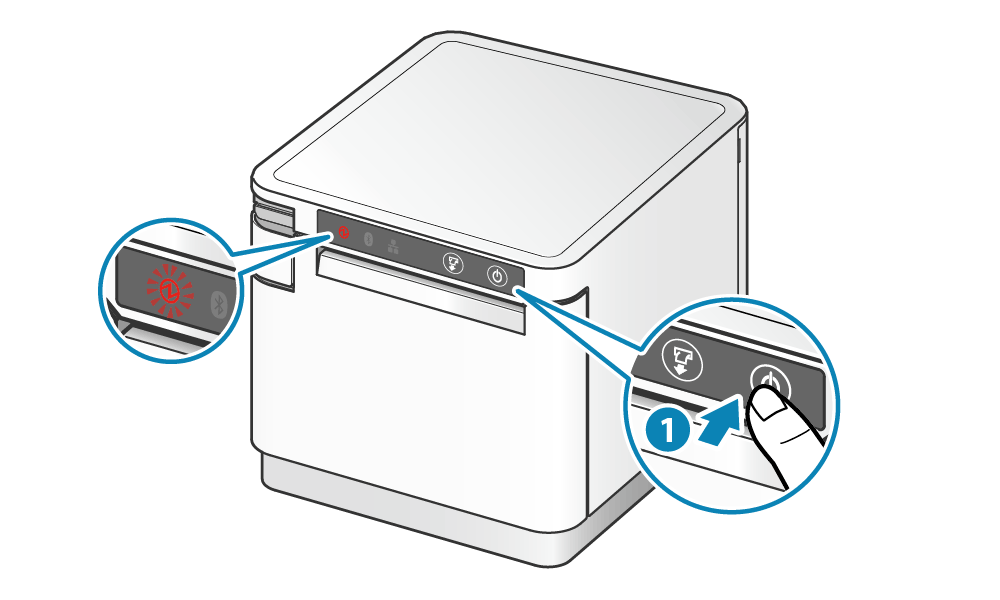 本体正面の操作パネル右側にある電源ボタンを押して電源を入れます。