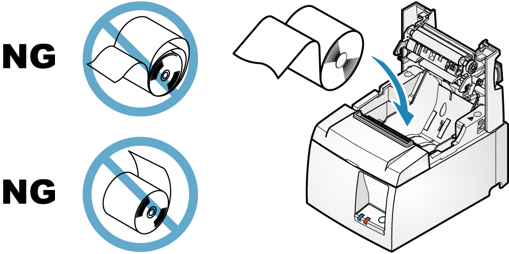 Set the paper roll so that the paper is pulled out from the bottom. 